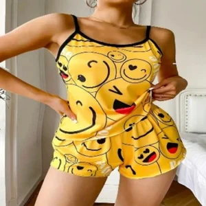 Smiling Face Print Pajama Set - XS/S/M
