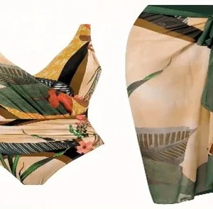 Women 2pcs Swimsuit Khaki SIZE S / M