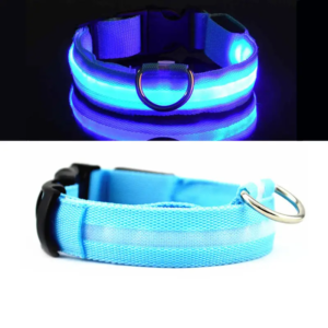 Reflective Light Up Dog Collar - Adjustable, Striped, Glowing for Night Safety and Visibility
