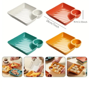 1pc Snack Plates with Sauce Compartment