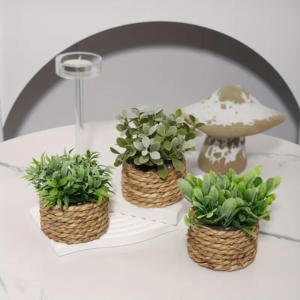 1pc Rattan Woven Simulation Small Potted Plant