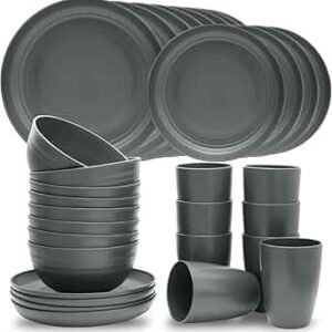 DINNER SET PLASTIC MAT BLACK 32PCS