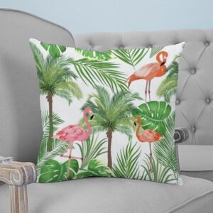 PILLOW COVER - Flamingo Pillow Green Plant