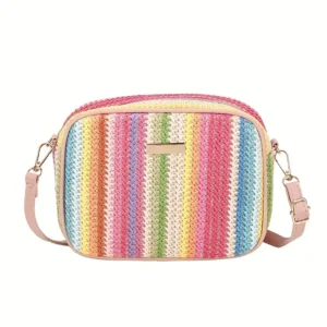 Trendy Colorful Straw Square Bag
