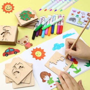 Wooden Drawing Stencils Kit,Puzzle Arts