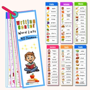 40 Themes Writing Center Words Lists Flash Cards Sight WordWRITING CENTRE WORLD LISTS 40THEMES GAMESTATIONERY