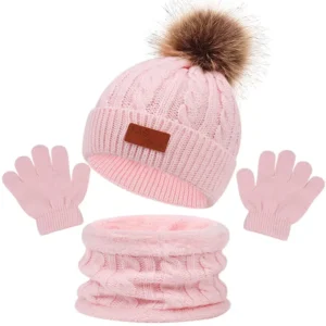 3pcs Youngsters Beanie Hat & Gloves & Scarf Set