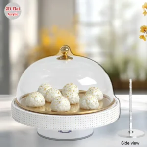 Decorative  2D Flat Acrylic Rotating Tray with Glass Lid