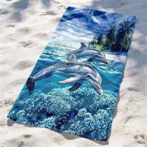 DOLPHIN PRINT BEACH TOWEL 130x160CM