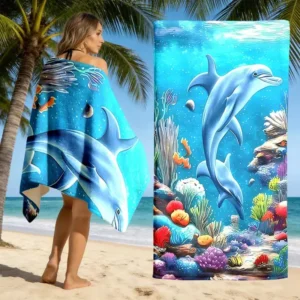 DOLPIHIN & UNDERWATER WORLD BEACH TOWEL 75x150CM