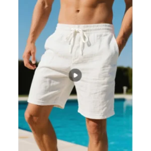 Linen Men'S Lightweight Short White