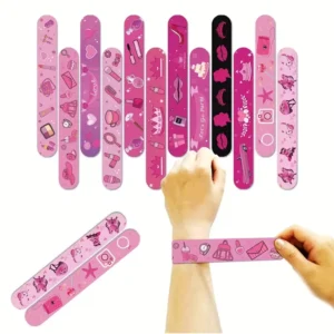 PINK PRINCES PVC STRAP BRACELETS 22CM 12PCS