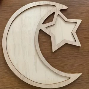RAMADAN MOON & STAR WOODEN DECORATIVE TRAY
