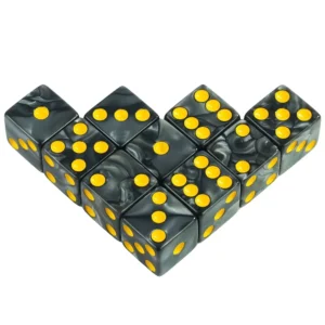 RIGHT-ANGLE PEARL PATTERN DICE 16MM 10'S PKT-BLACK