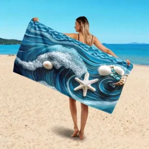 SEASHELL & STARFISH PRINTED BEACH TOWEL 90x180CM