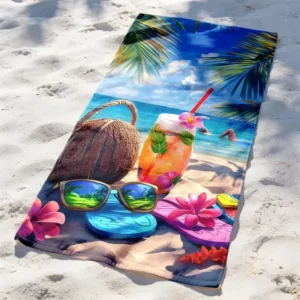 TROPICAL BEACH SCENCE PATTERN BEACH TOWEL 50x150CM