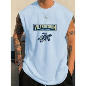 VILEBREQUIN TURTLE PRINT SLEEVELESS T-SHIRT