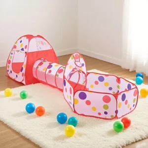 POLKA DOT 3PCS BALL POOL TENT TOY RED